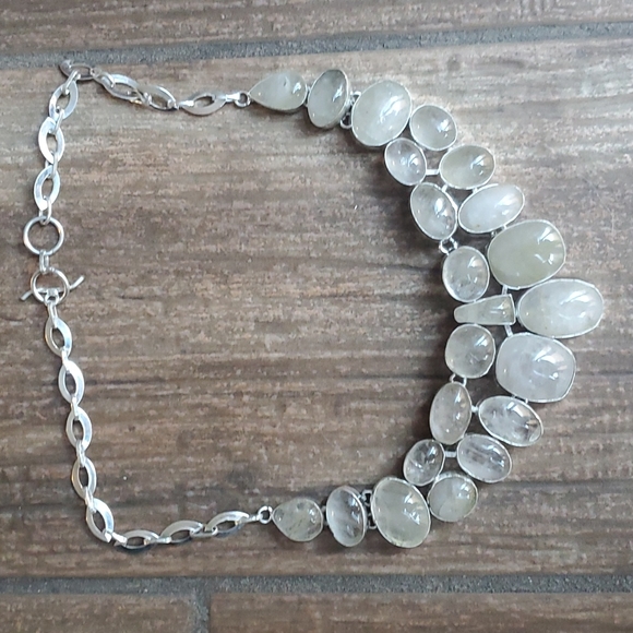 New Oversized Golden Rutile 925 Silver Statement Necklace. - Picture 9 of 16